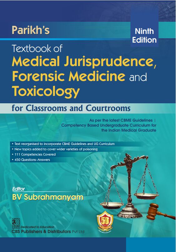 Parikh’s Textbook of Medical Jurisprudence, Forensic Medicine and Toxicology 9th Edition